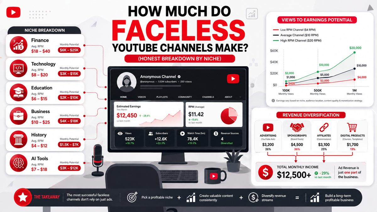 How Much Do Faceless YouTube Channels Make? (Honest Breakdown by Niche)