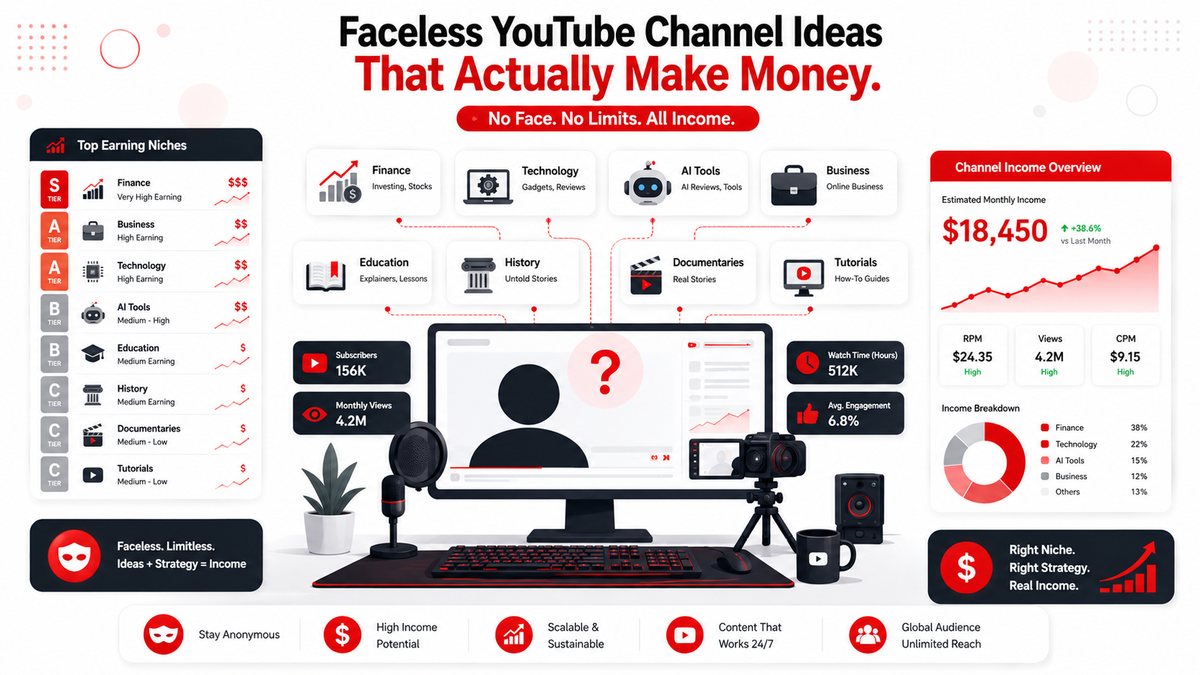 Faceless YouTube Channel Ideas That Actually Make Money
