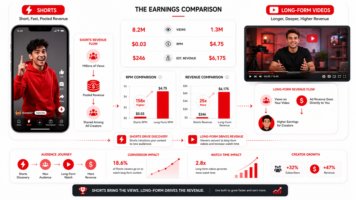 YouTube Shorts vs Long-Form Videos: Which Makes More Money?