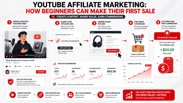 YouTube Affiliate Marketing: How Beginners Can Make Their First Sale