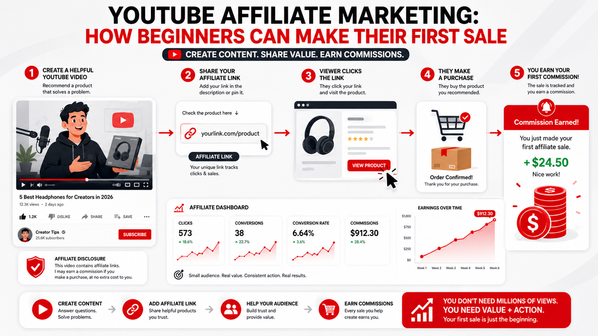 YouTube Affiliate Marketing: How Beginners Can Make Their First Sale