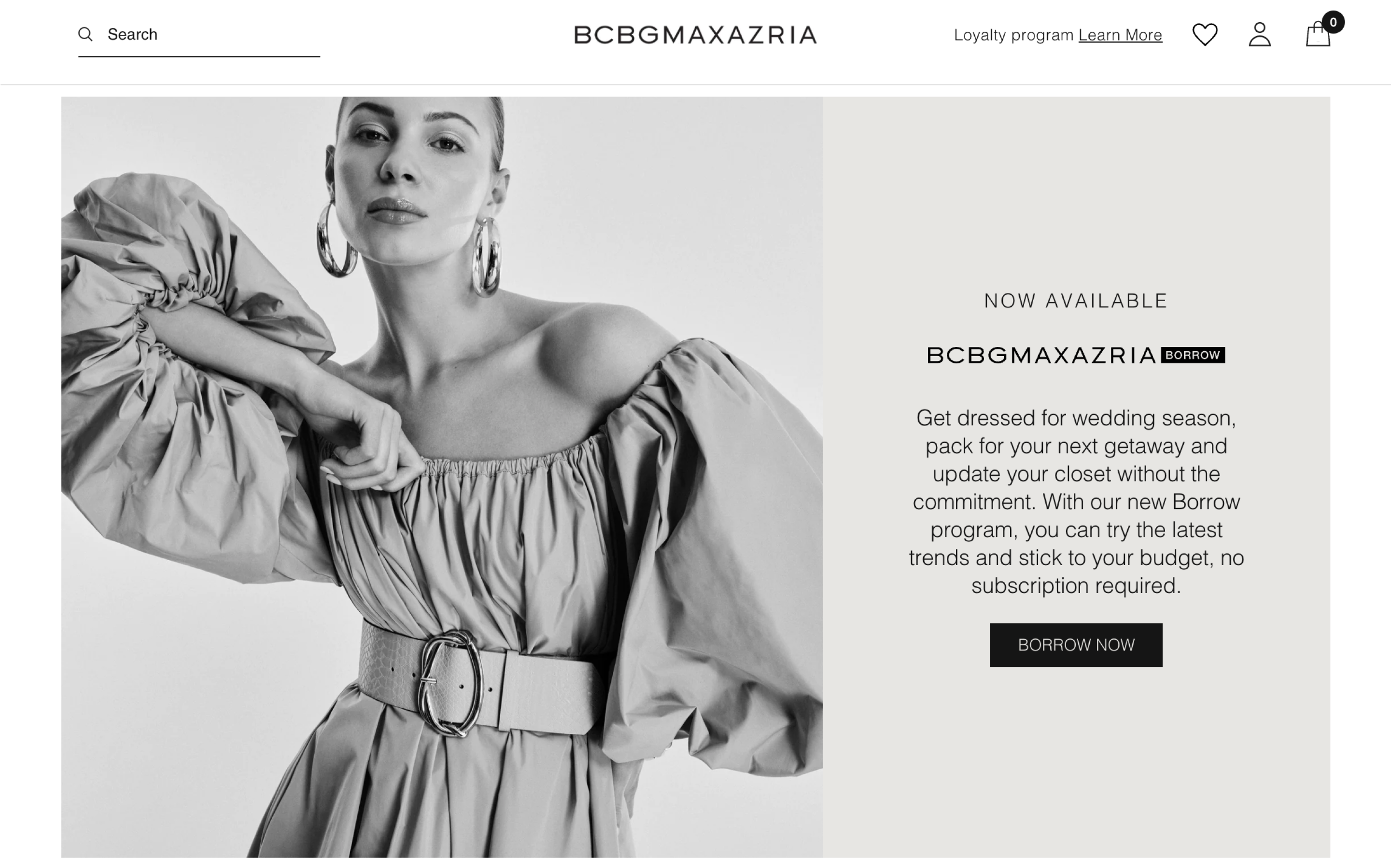 Desktop screenshots of BCBG's borrowing program section