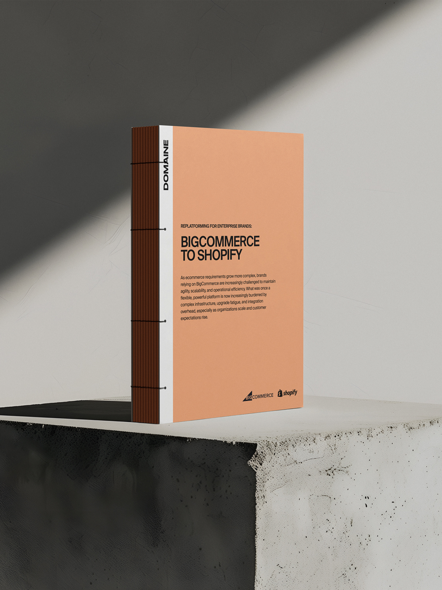 Mockup of BigCommerce whitepaper on a concrete block