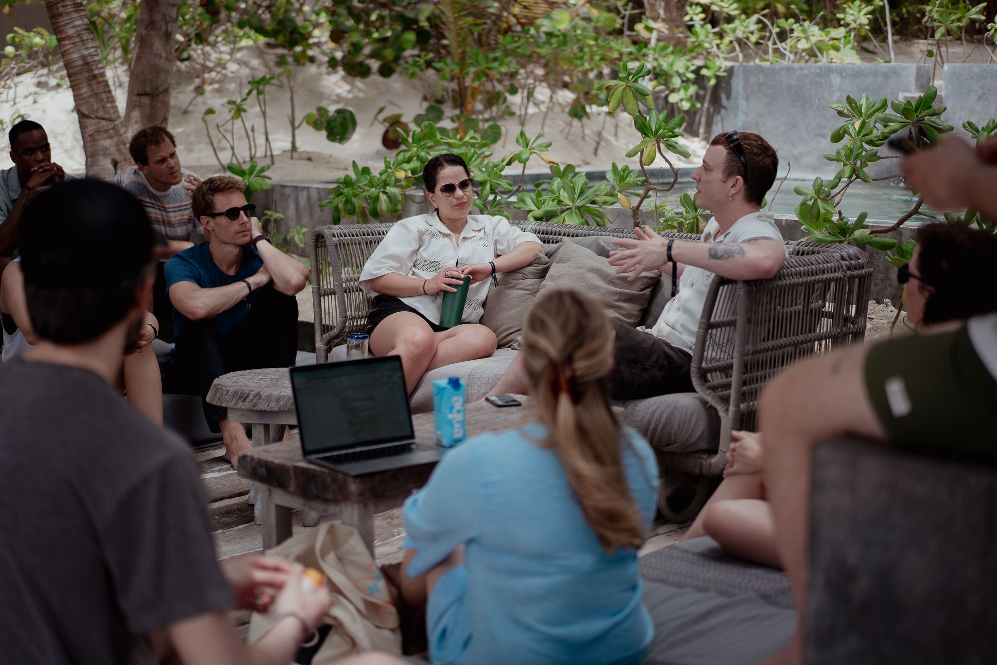 Someone team members in a workshop