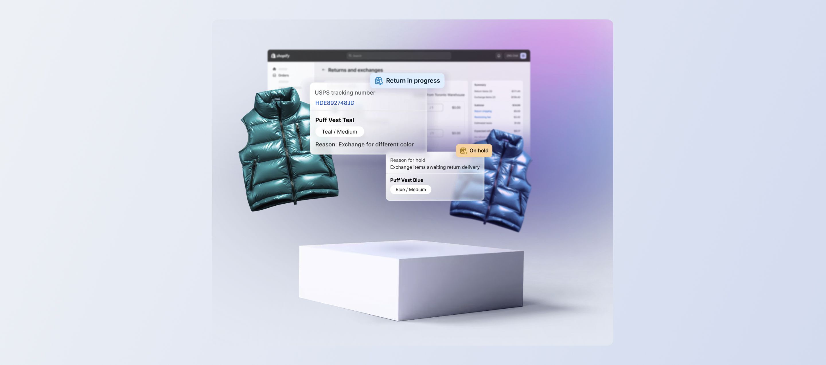 Graphic showing Shopify's returns features
