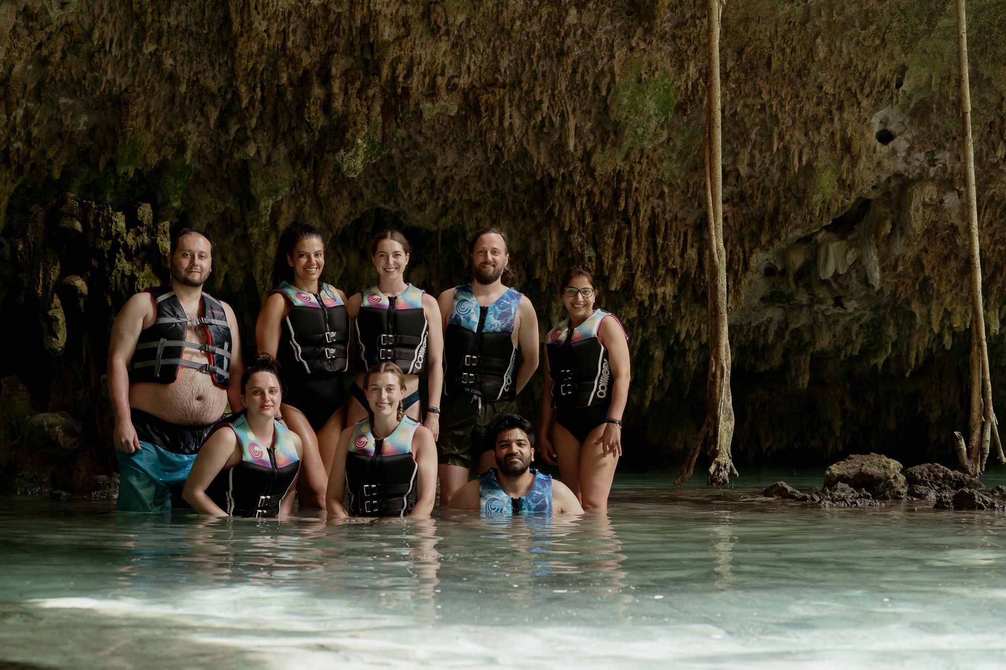 Someone team members in the Sac Actun cenote