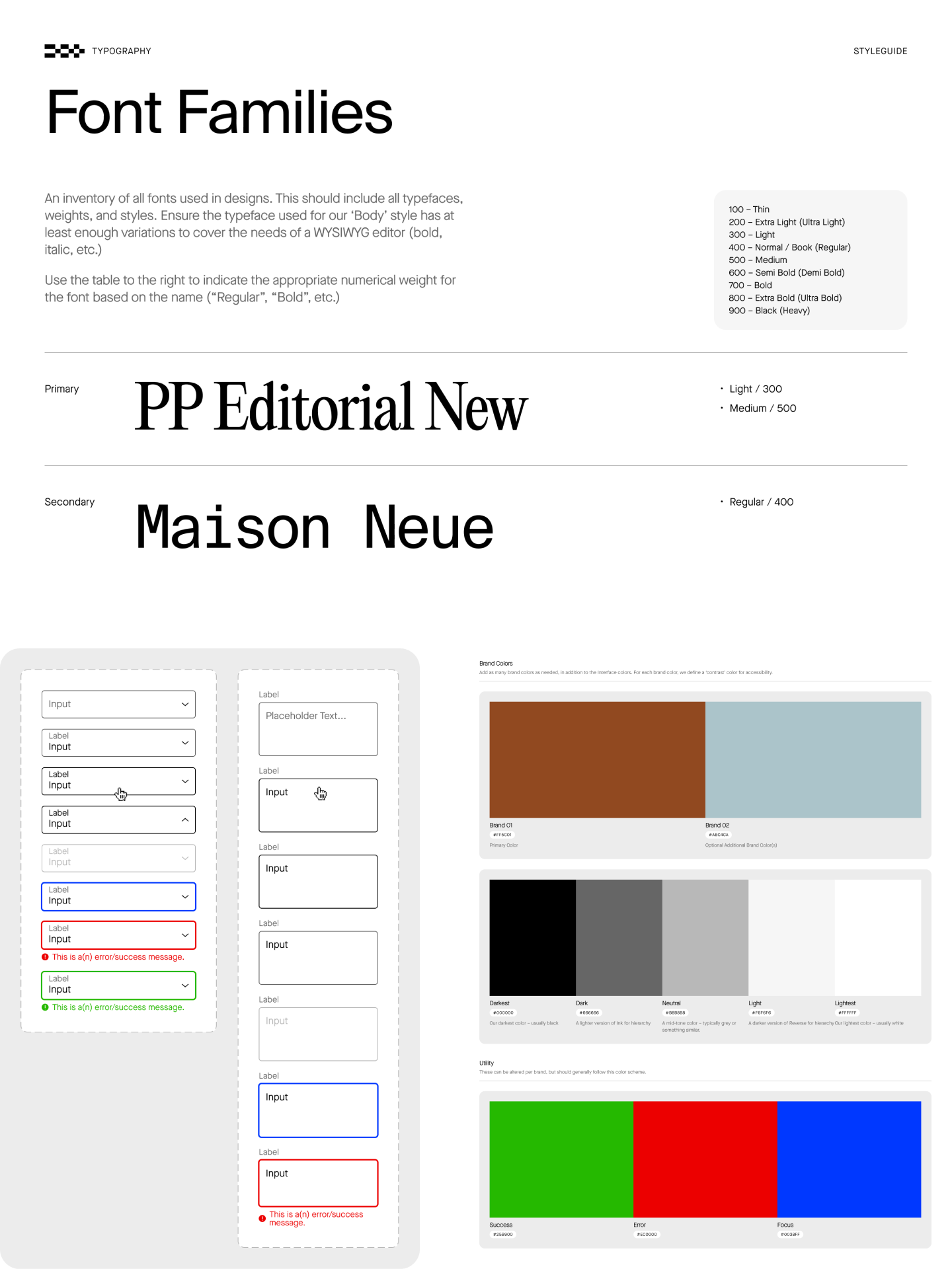 Screenshot of various styleguide elements in Figma