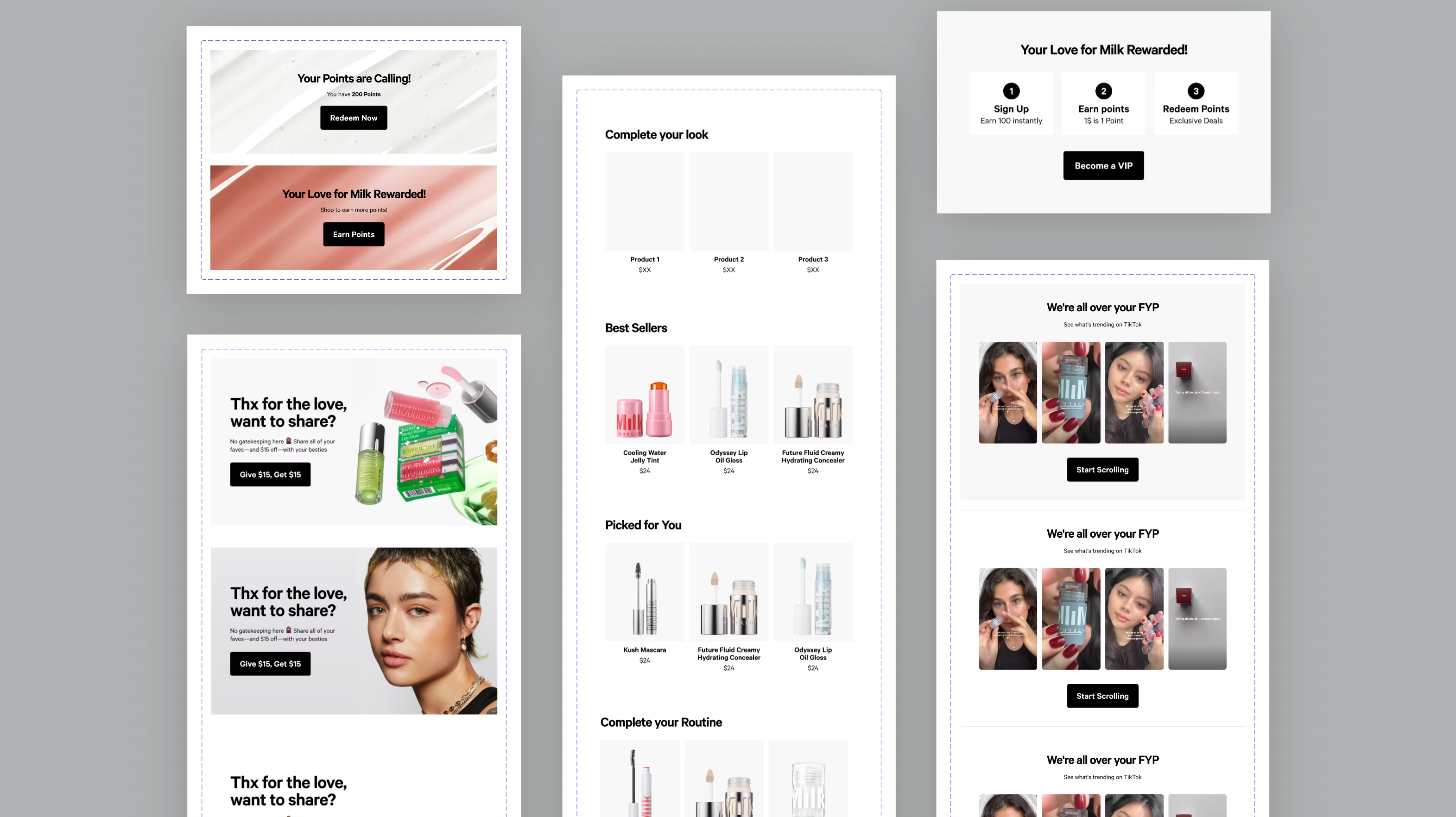Reusable content blocks designed for Milk Makeup