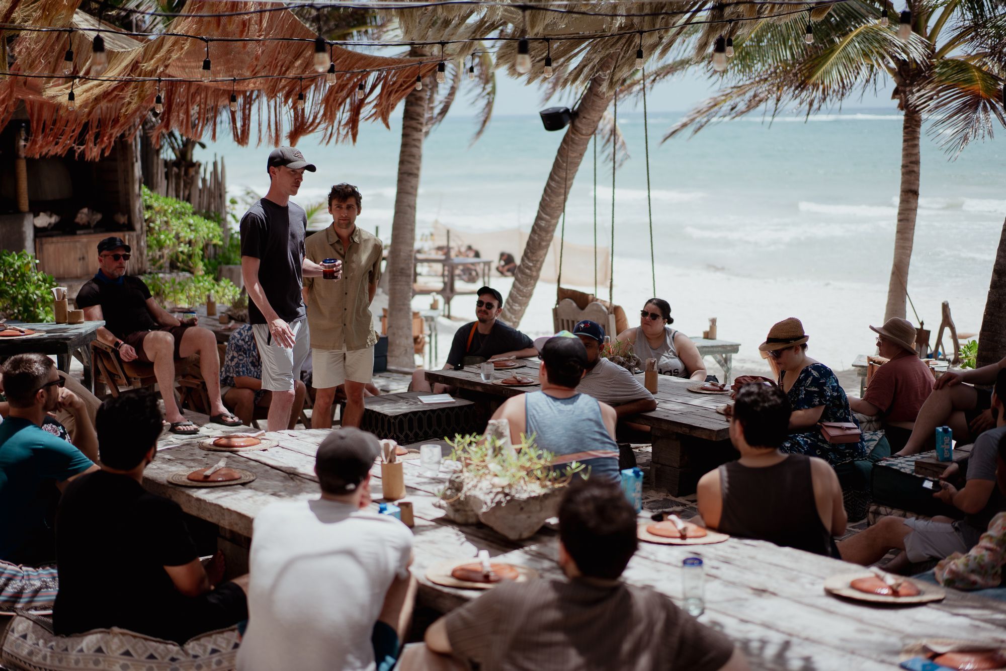 Team R&D brainstorm session on the beach