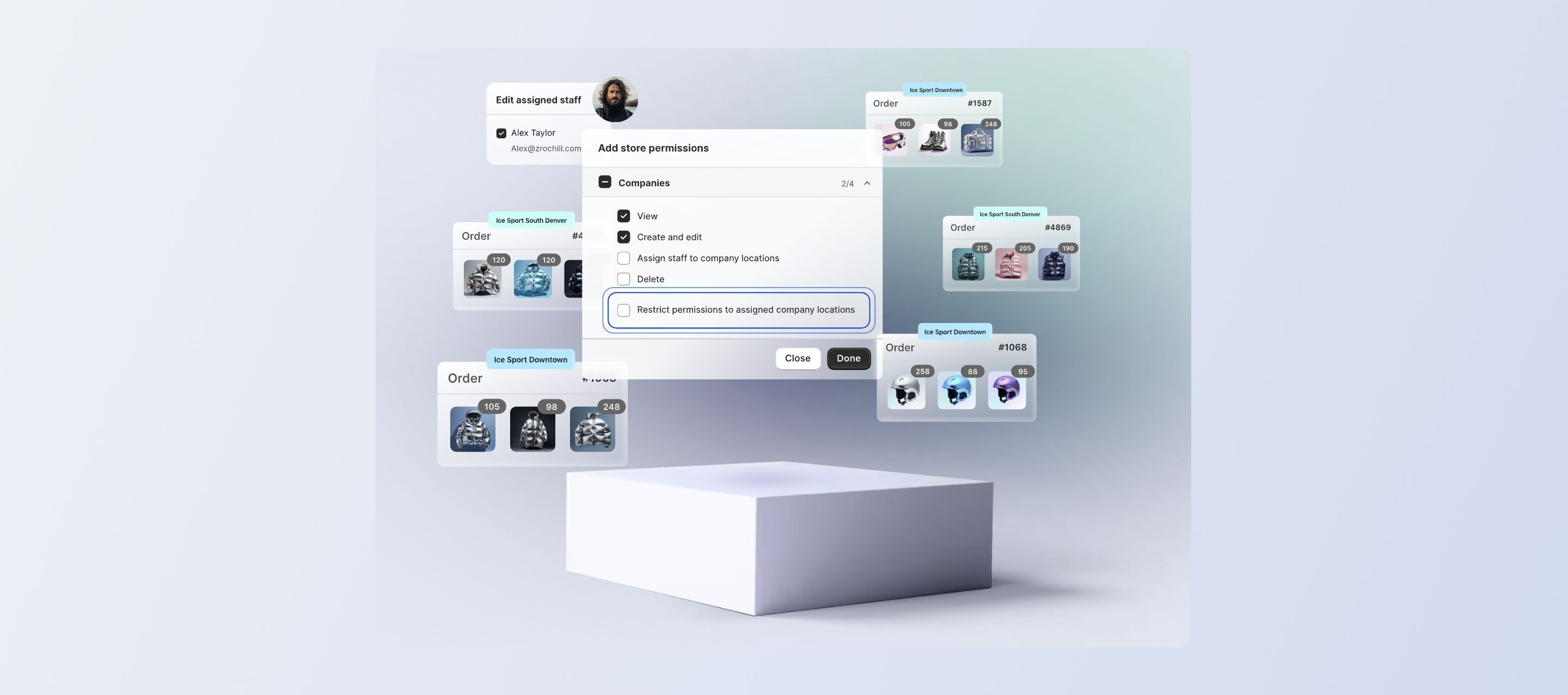 Graphic showing Shopify admin functionality
