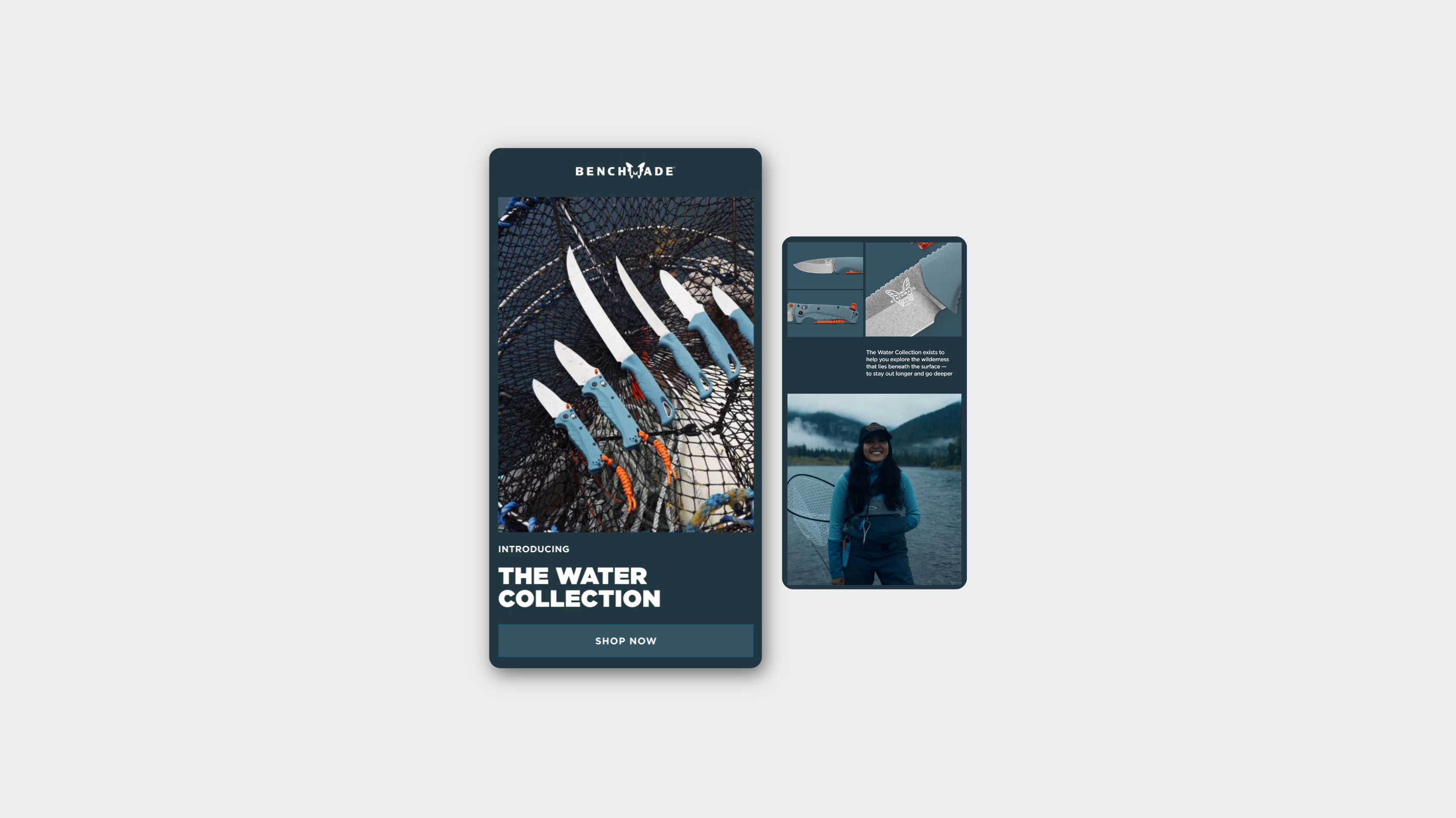 Screenshots of a custom email for Benchmade