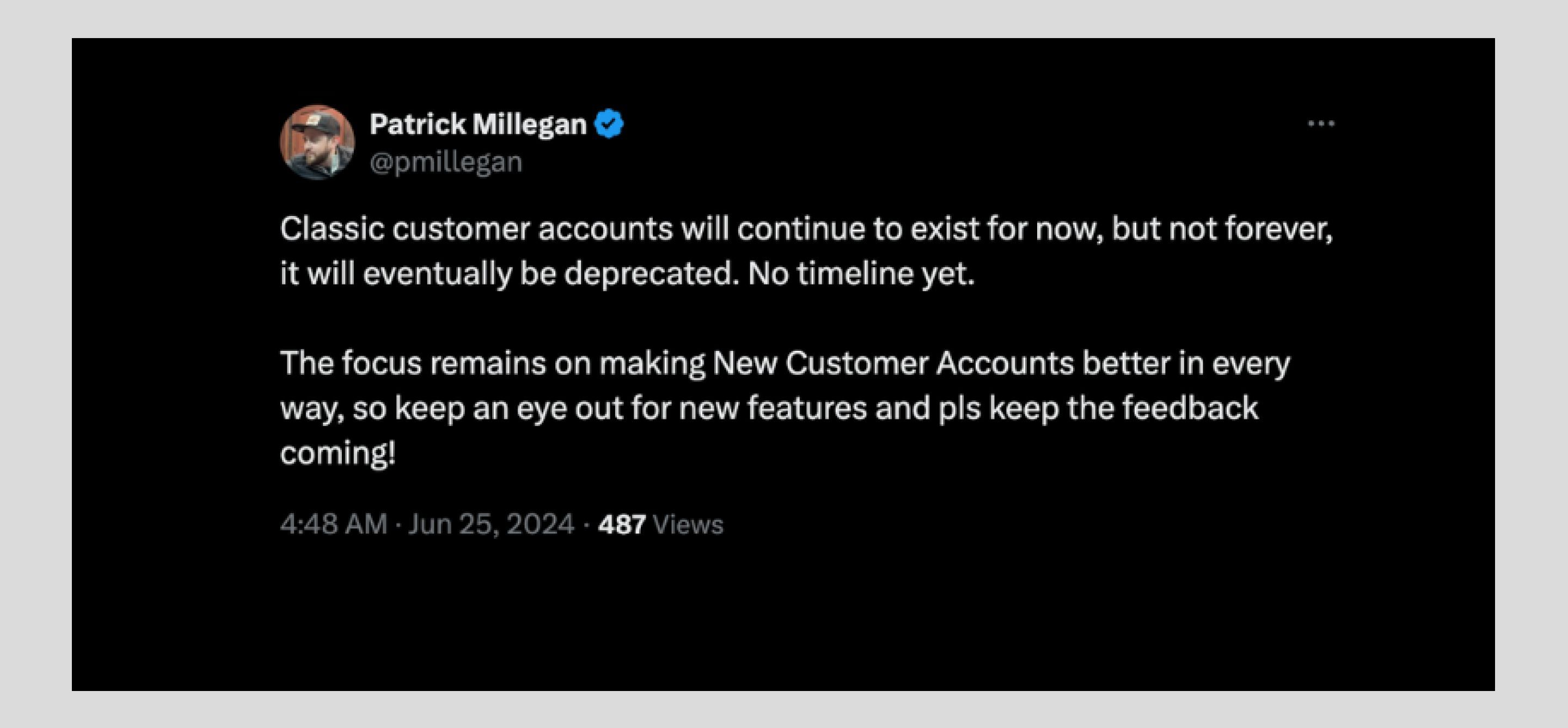 tweet about shopify classic accounts