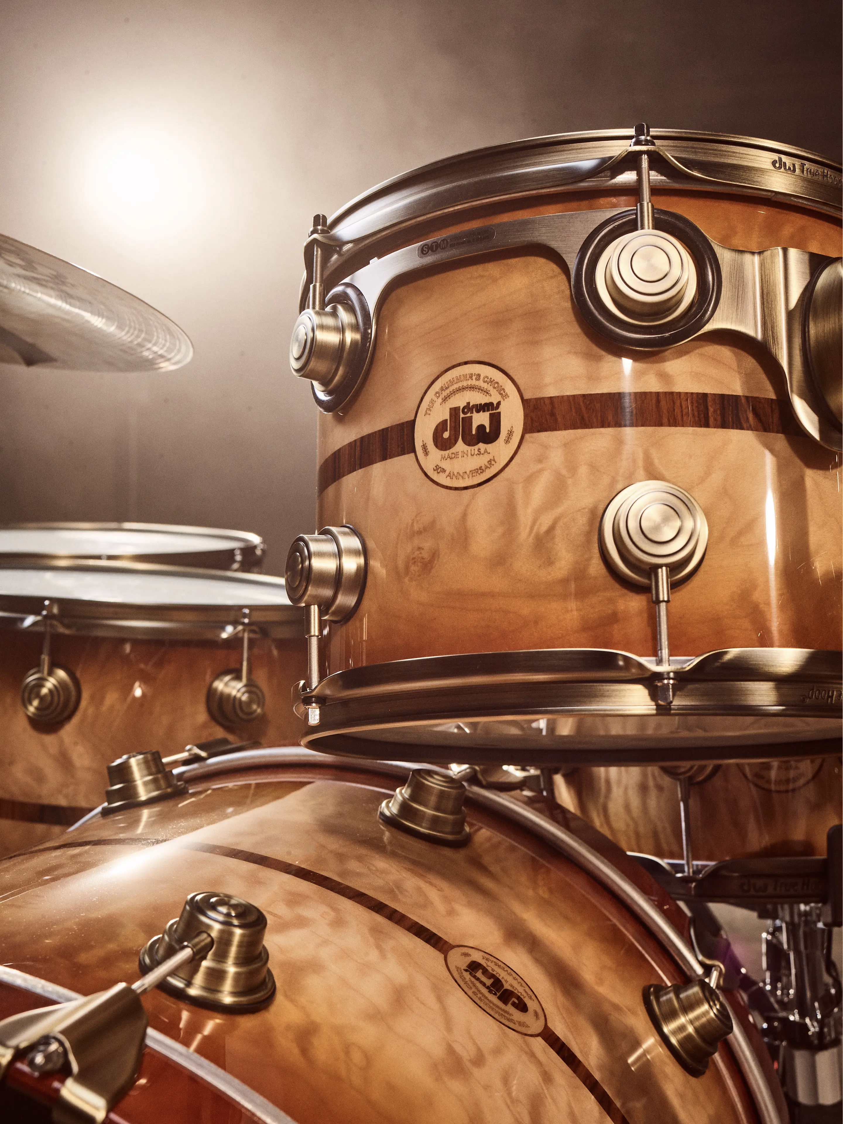 close up of DW drums