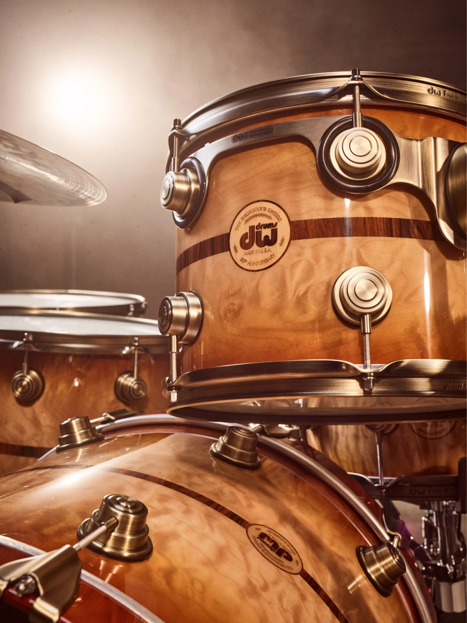 close up of DW drums