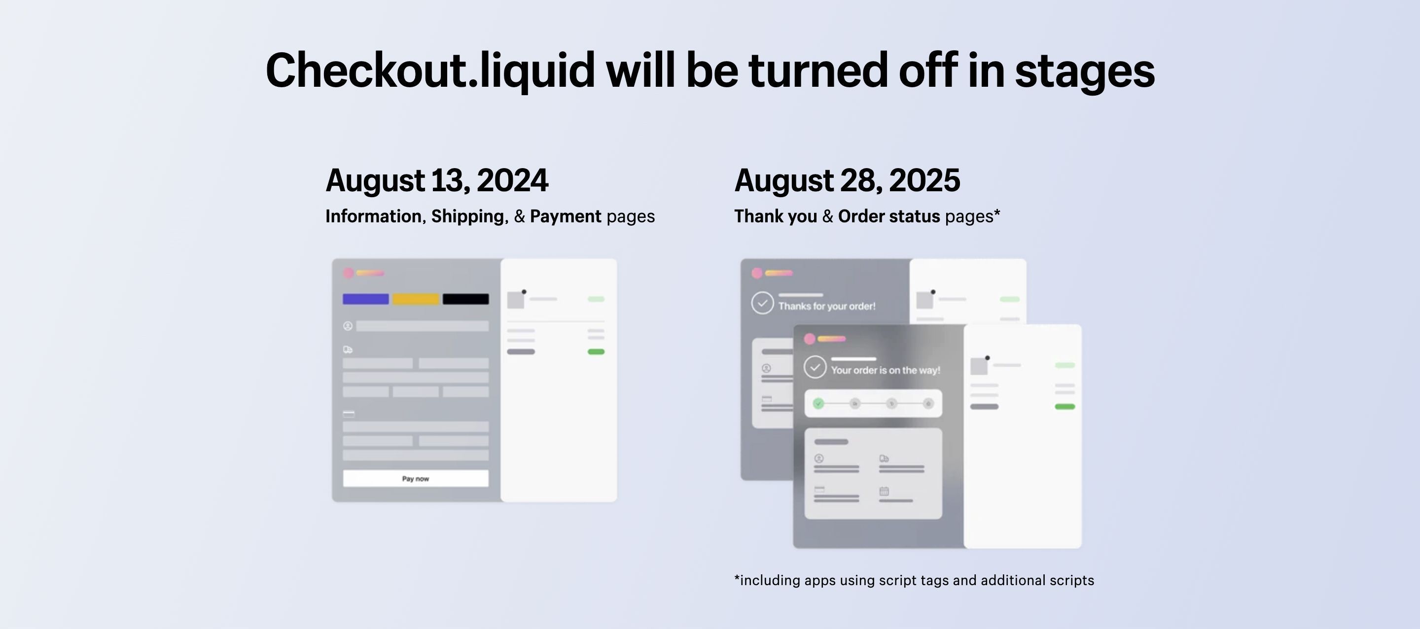 Graphic highlighting the deadline of August 28th 2025 for Checkout.liquid to be turned off