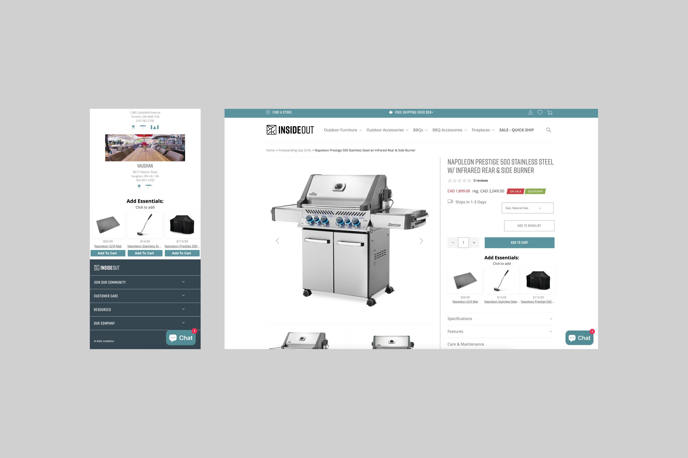 Upsells on desktop and mobile
