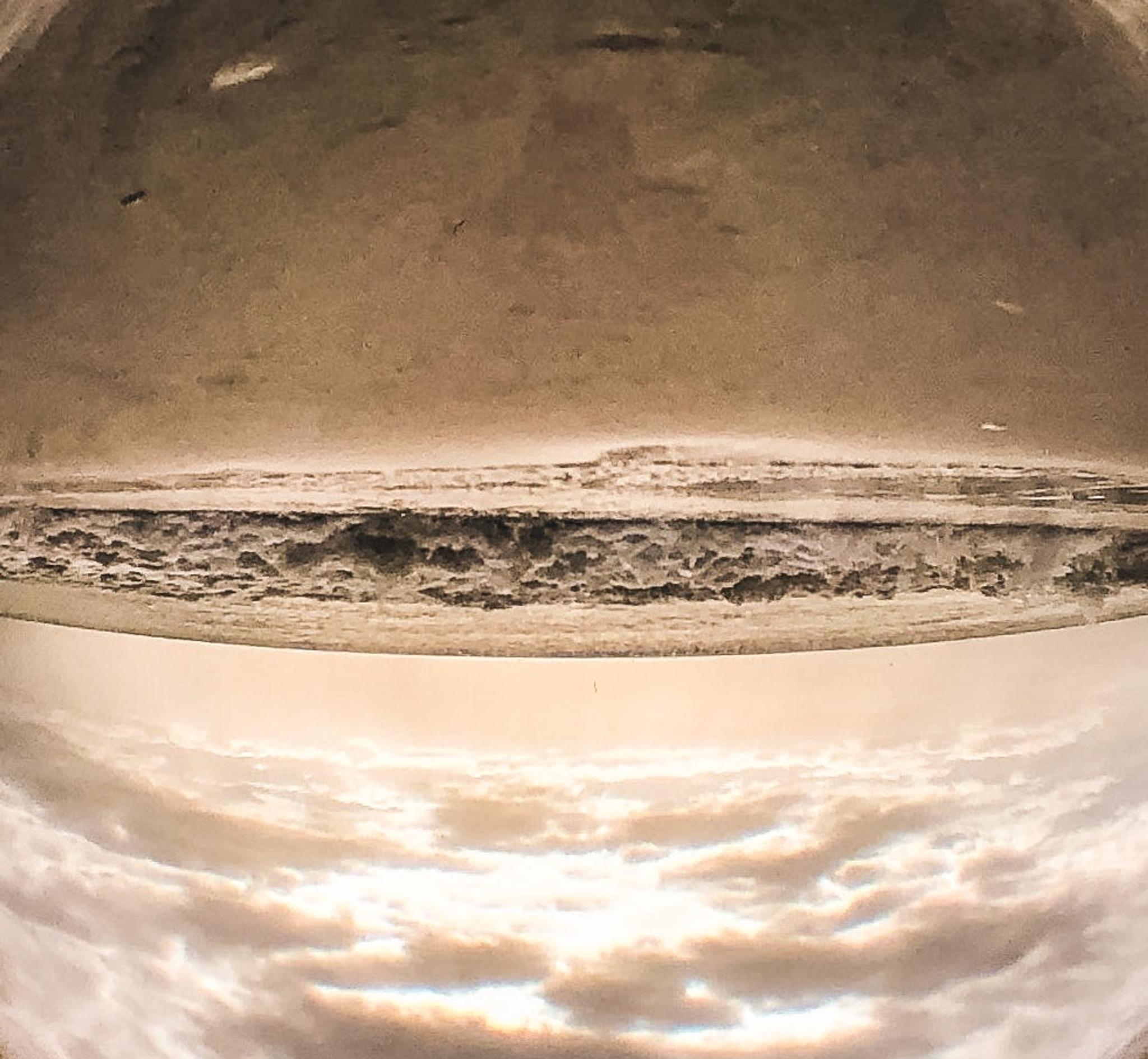 Sepia photo of a landscape.