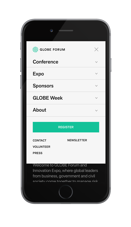 Globe Forum Mobile Website Menu