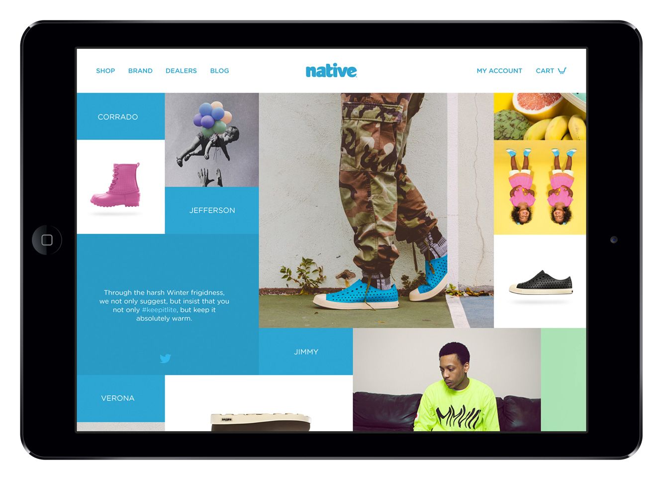 Native Shoes Website Tablet