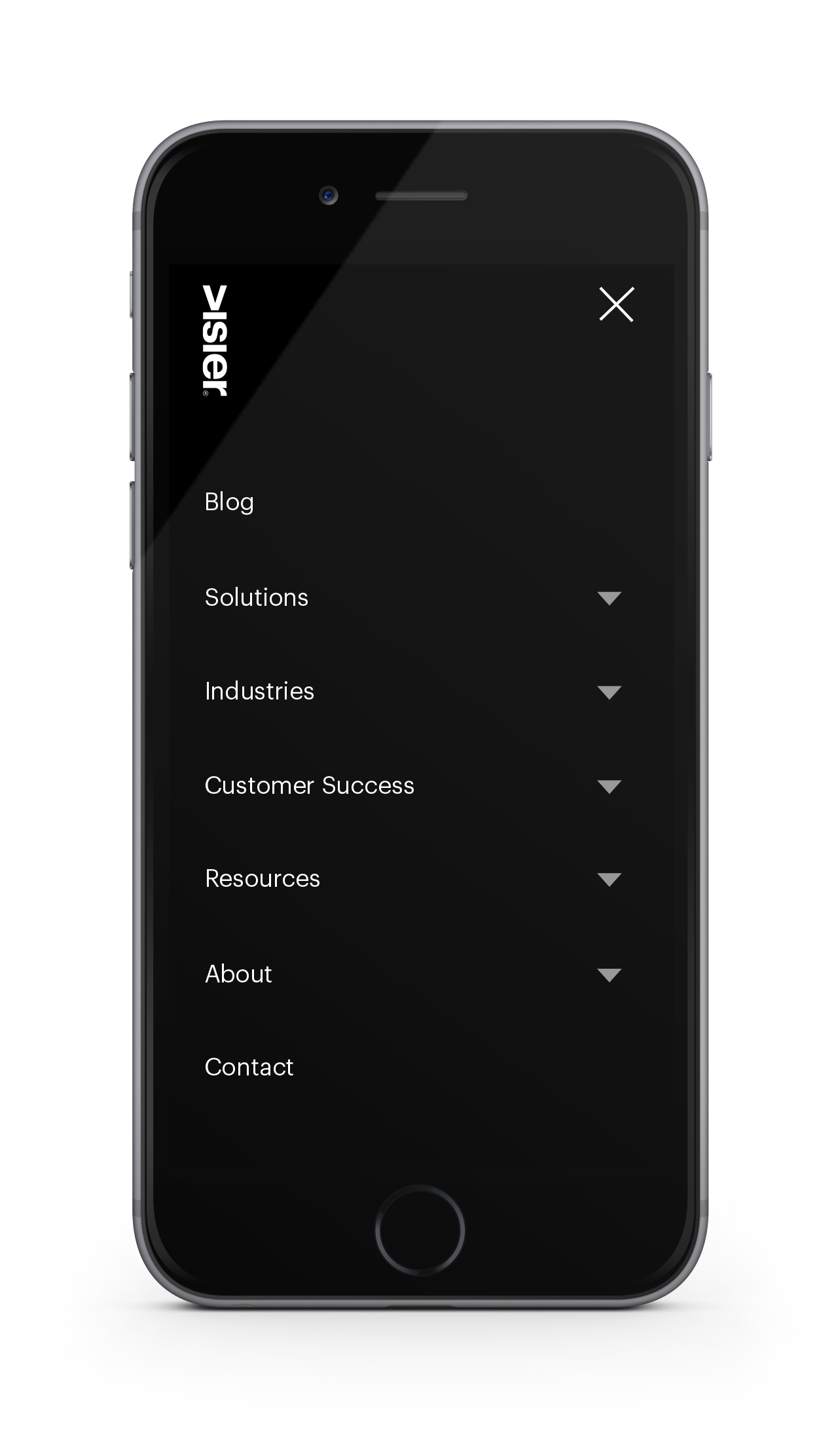 Visier Website Mobile Menu