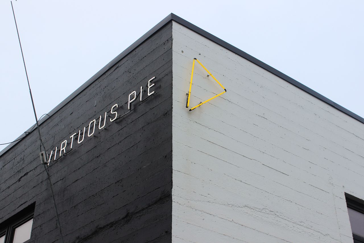 Virtuous Pie Neon Sign Portland Expansion