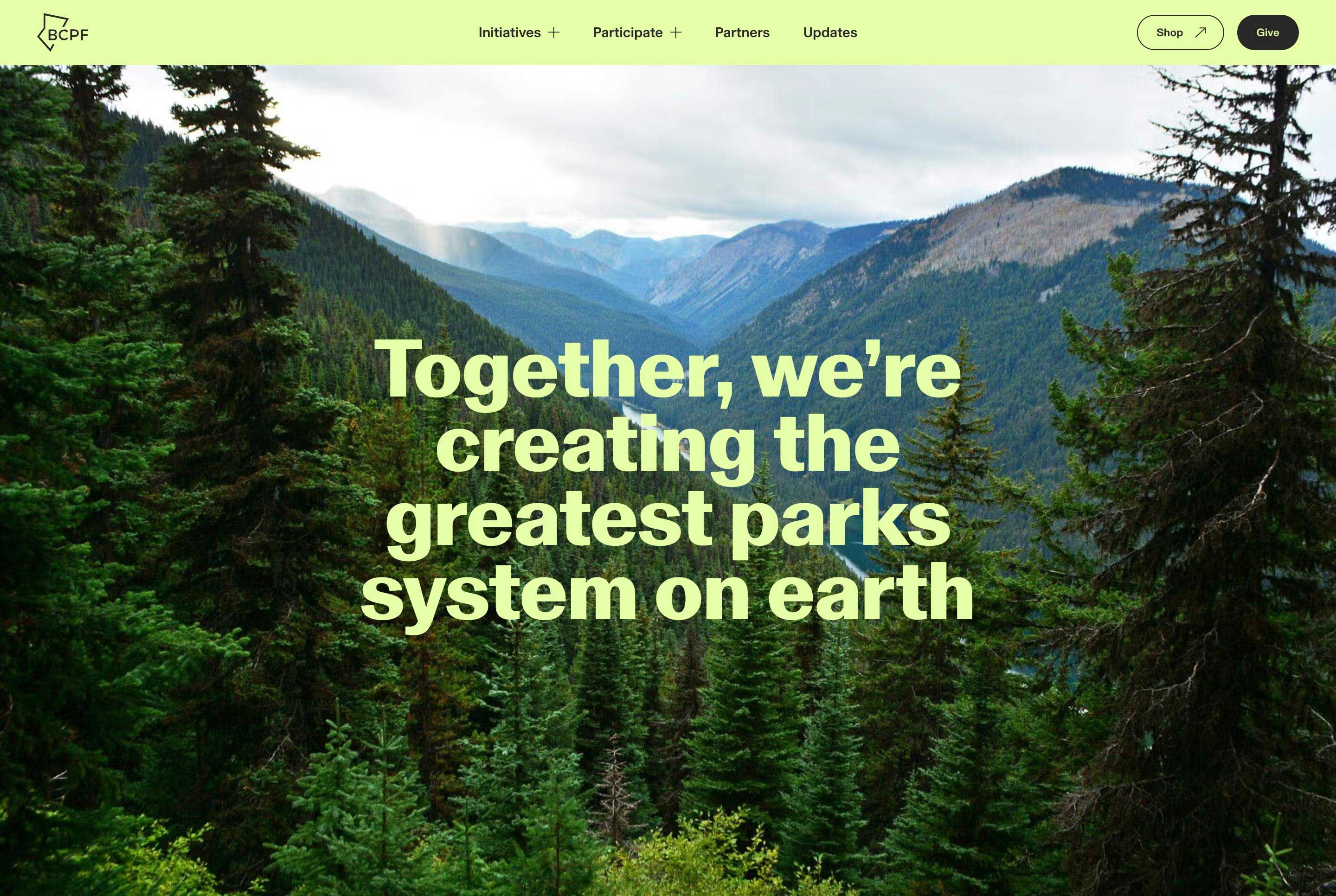 BC Parks Foundation website design and development. Website UX, navigation, headline and photography.