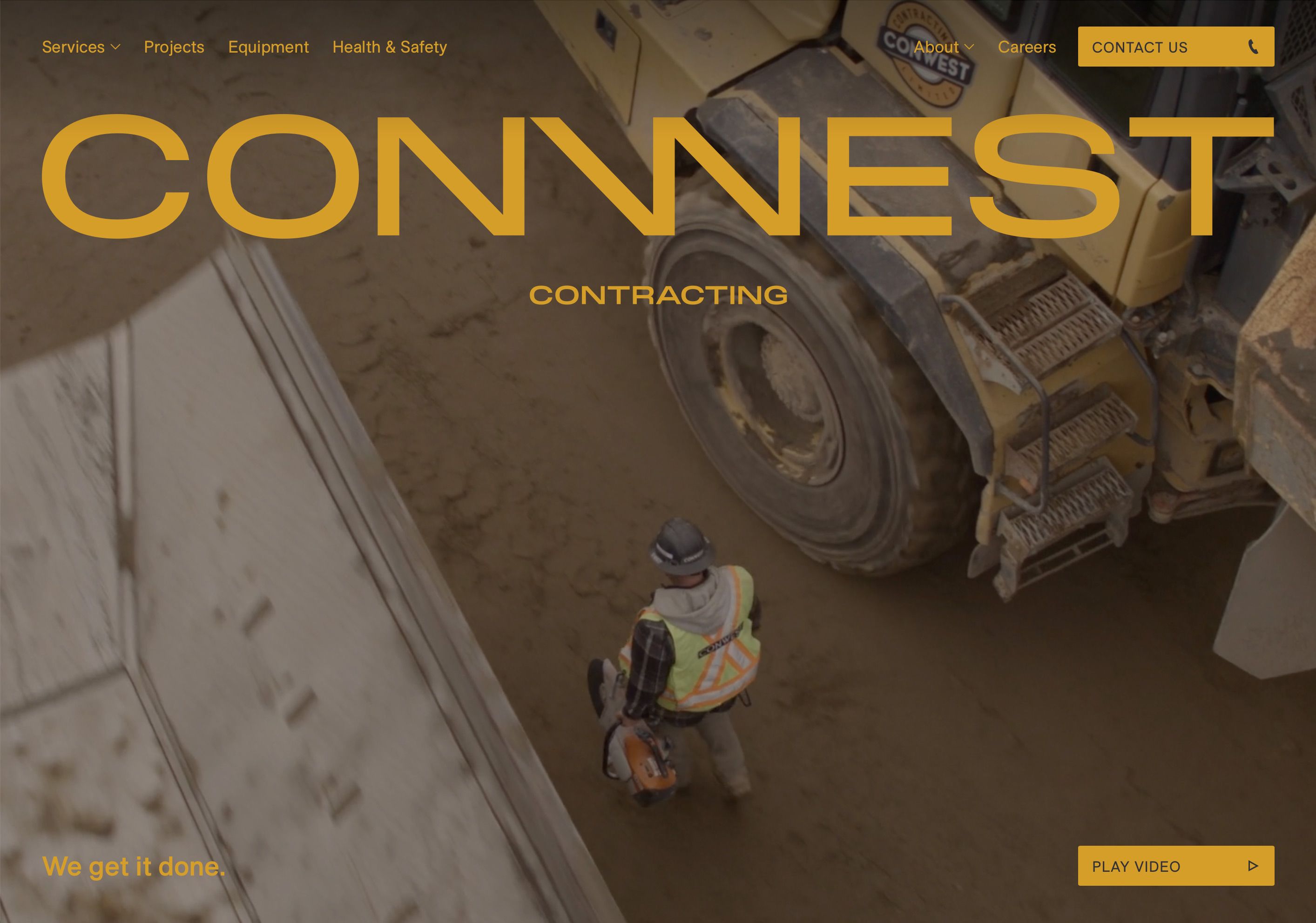 Conwest Contracting website, homepage detail