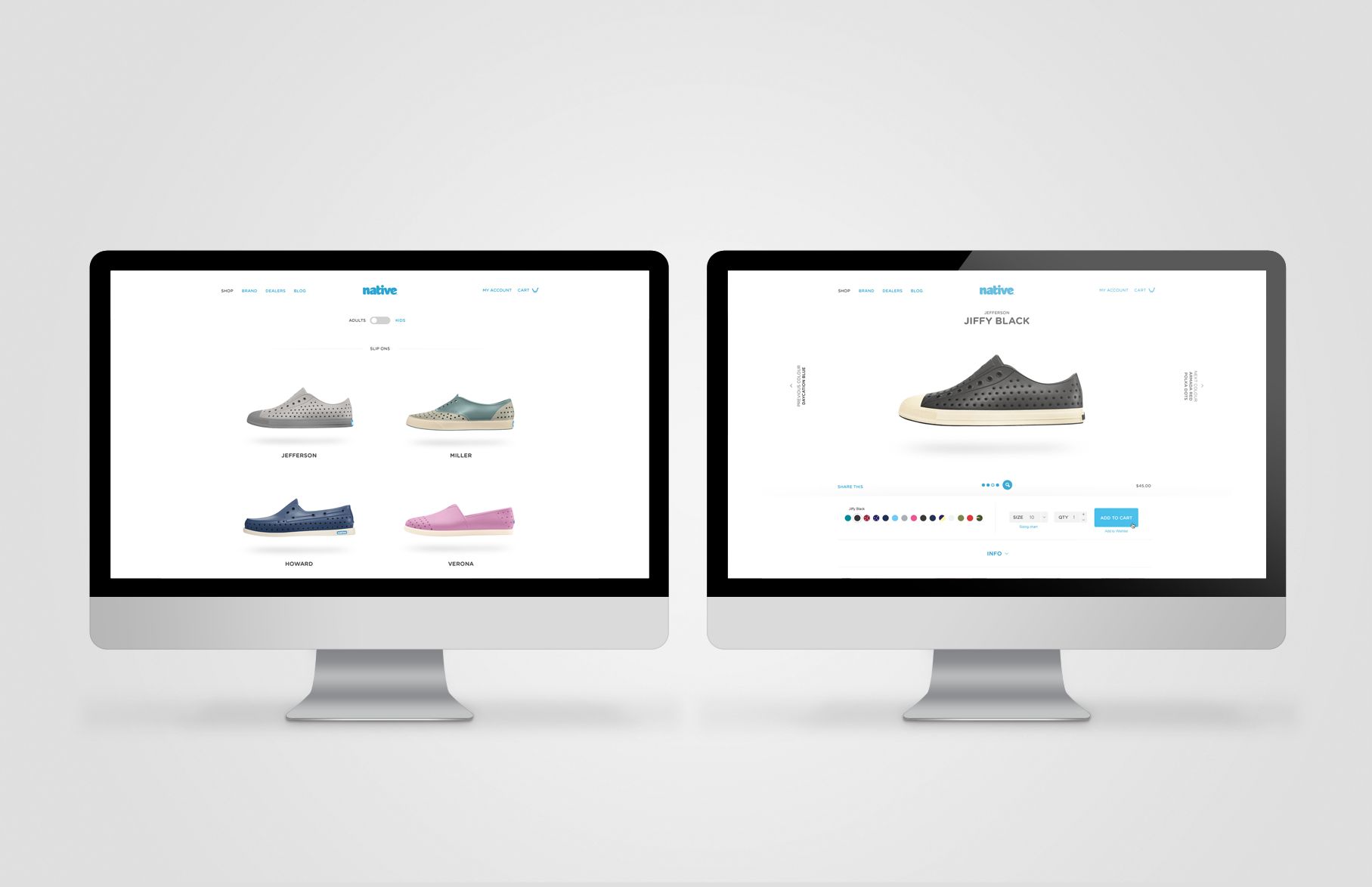 Native Shoes Website PDP