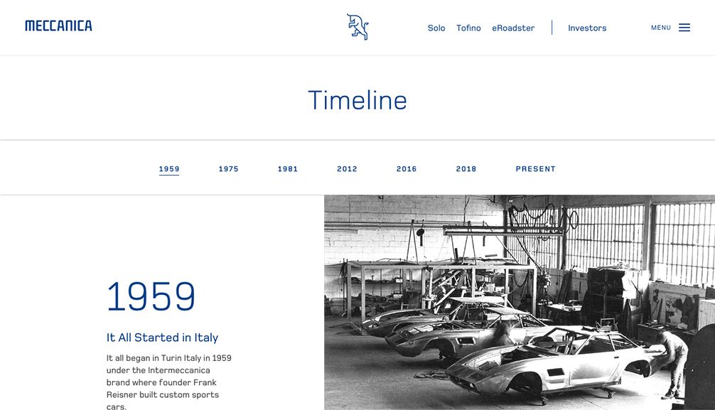 Meccanica Website Timeline