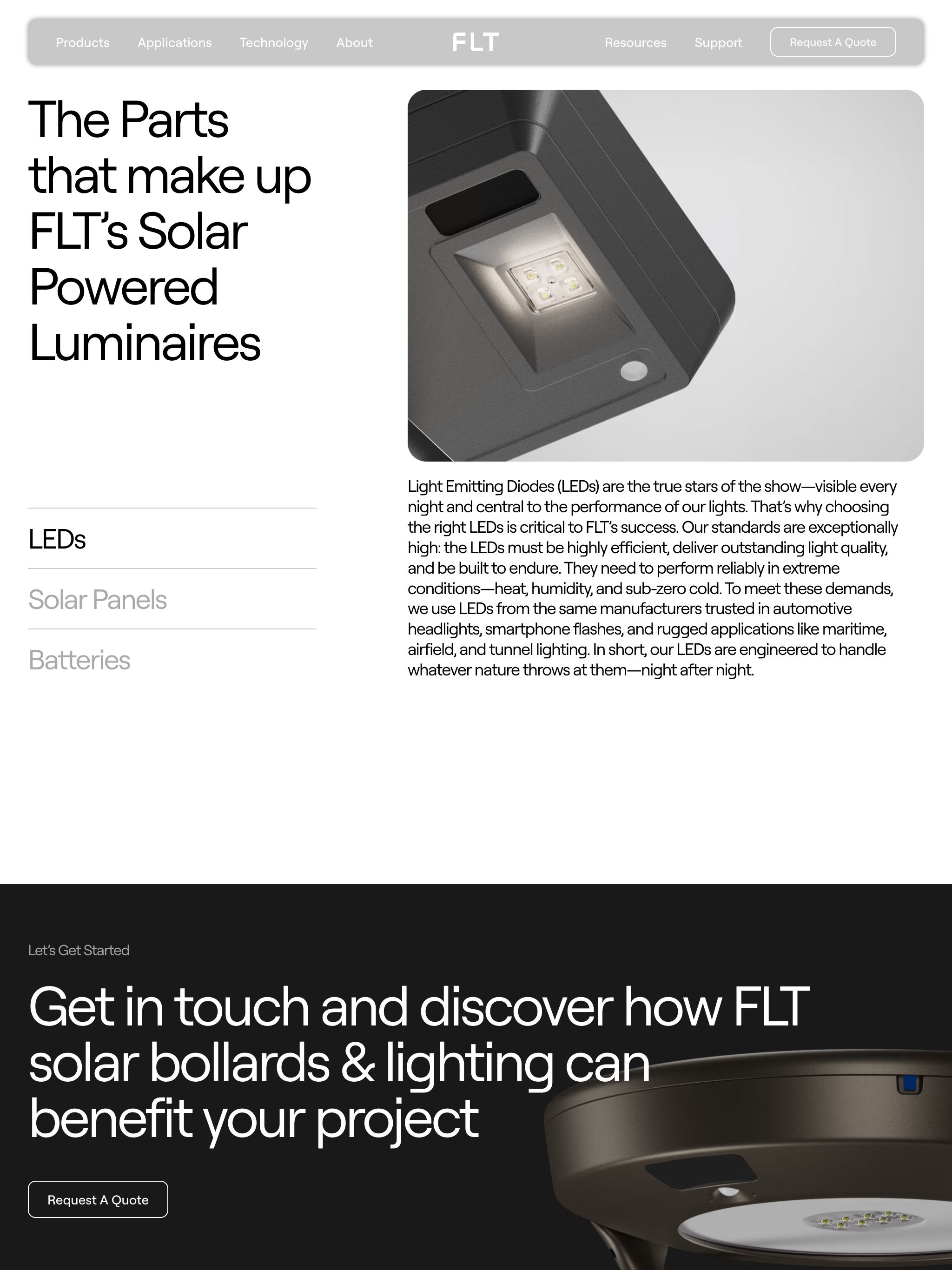 FLT web page about the products