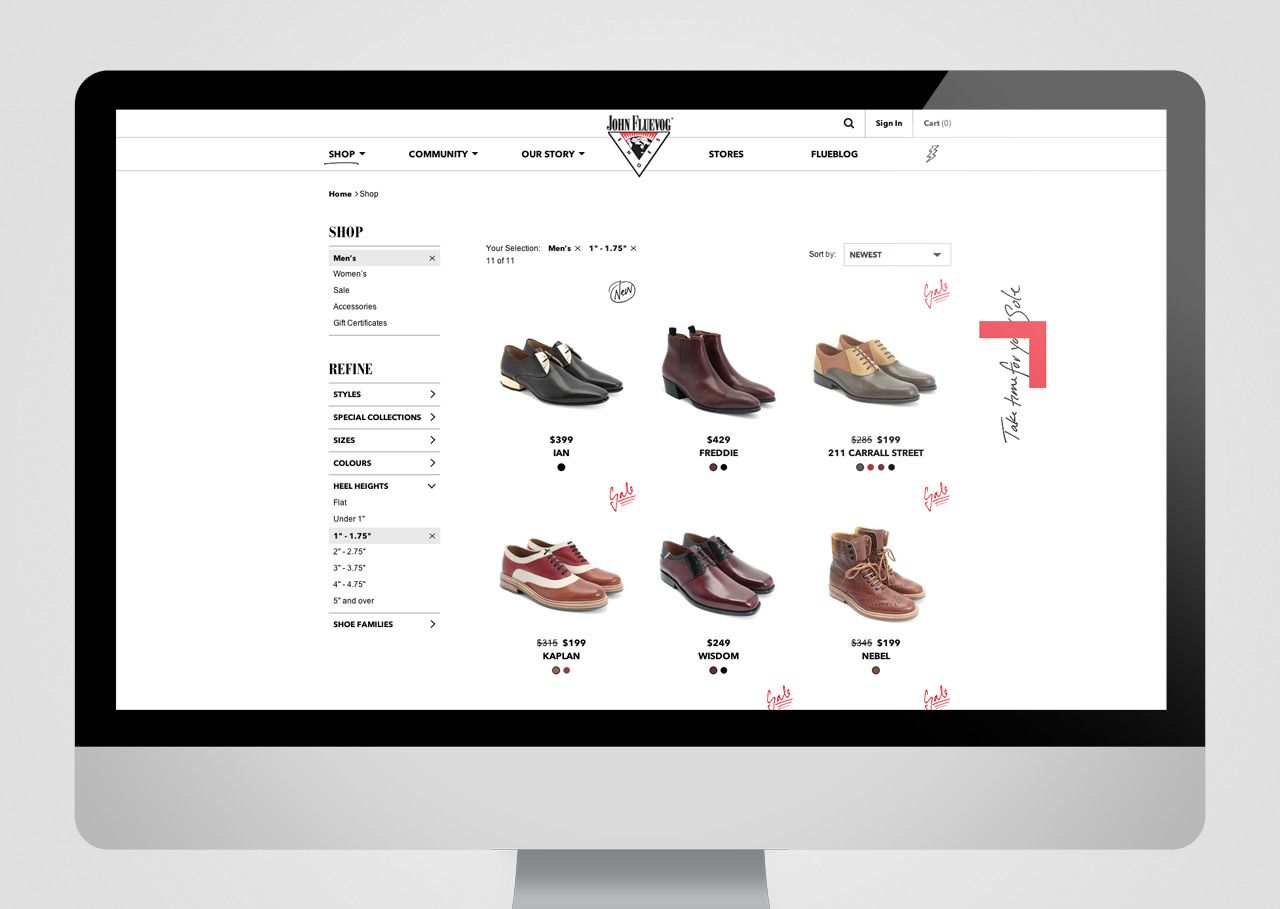 Fluevog Website - Products Page