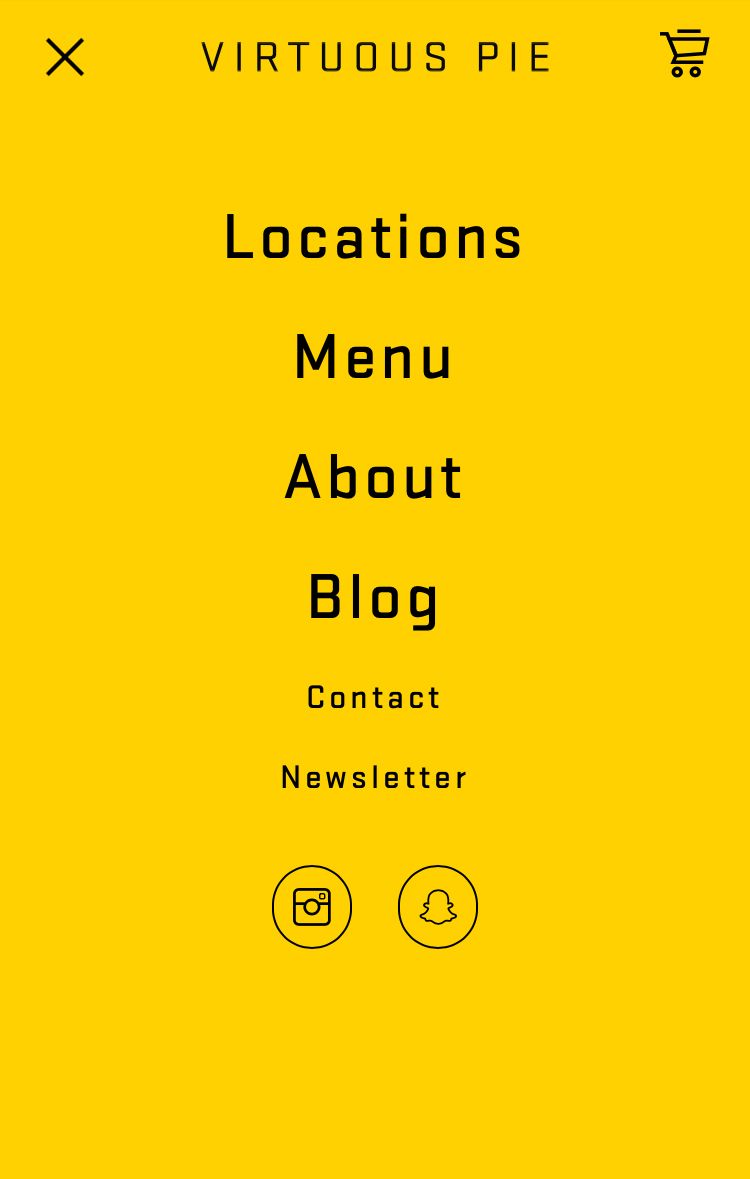 Virtuous Pie Mobile Menu