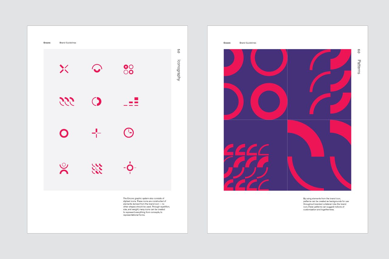 Encore Brand Guidelines, Iconography and Pattern