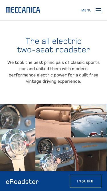 Meccanica Mobile Website eRoadster