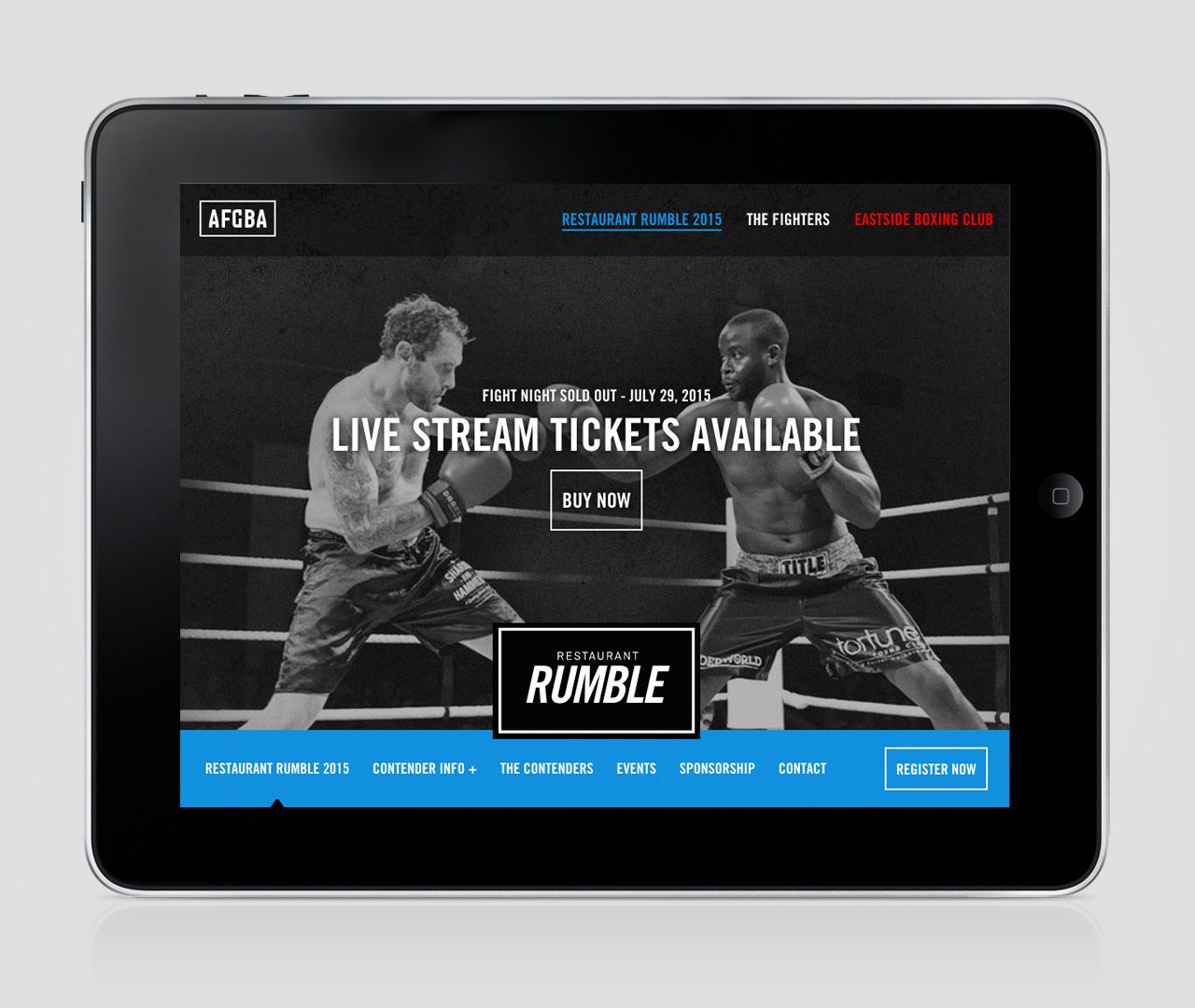 Aprons for Gloves Boxing Association Tablet Website - Restaurant Rumble 2015