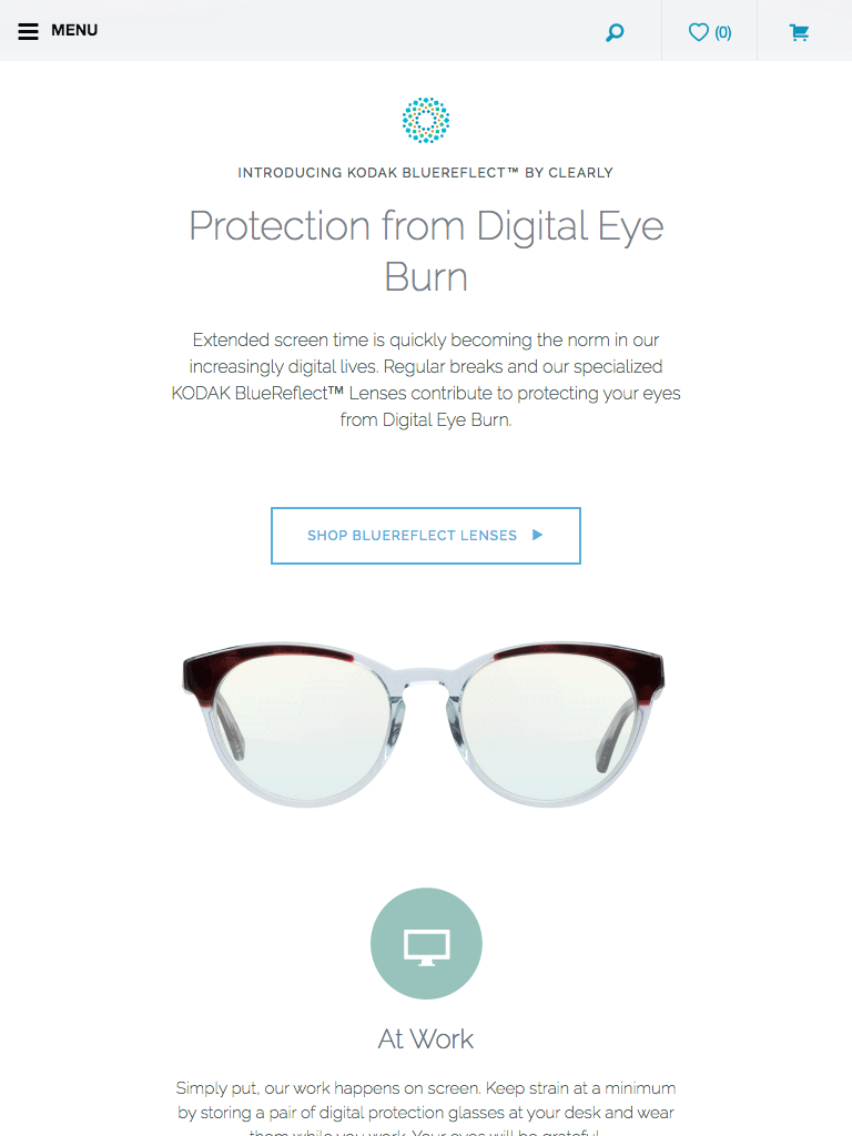 Clearly Digital Eye Protection Campaign Tablet Website