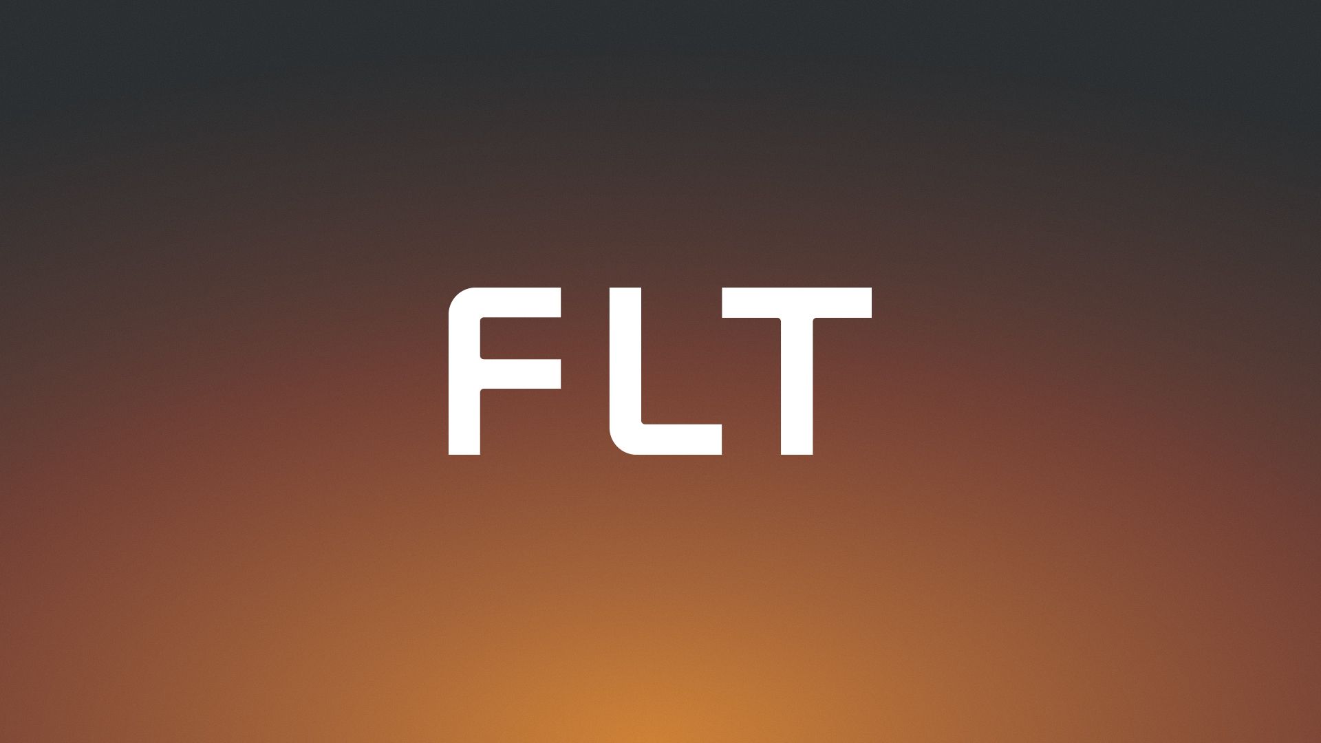 FLT logo on sunset gradient