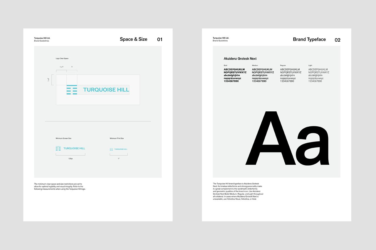 Turquoise Hill Brand Guidelines, Space & Size, Brand Type