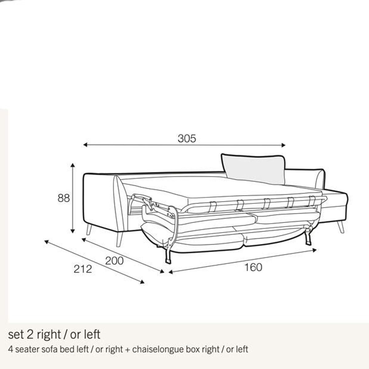 Lucy 4 Seat Sofa Bed with Chaise End