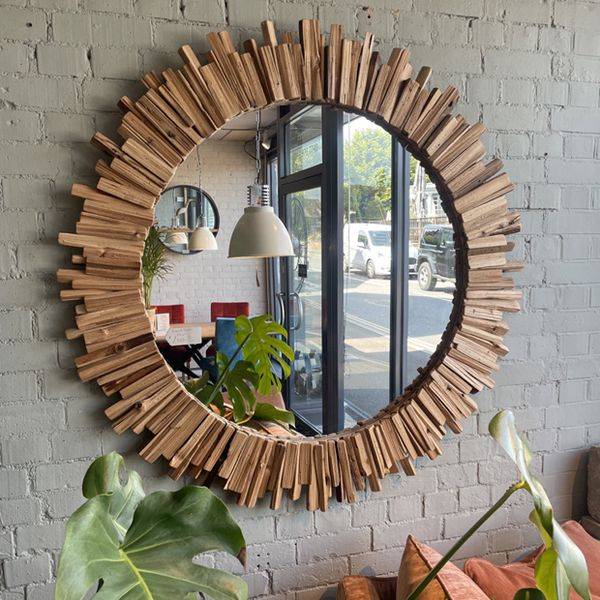 Round Driftwood Mirror