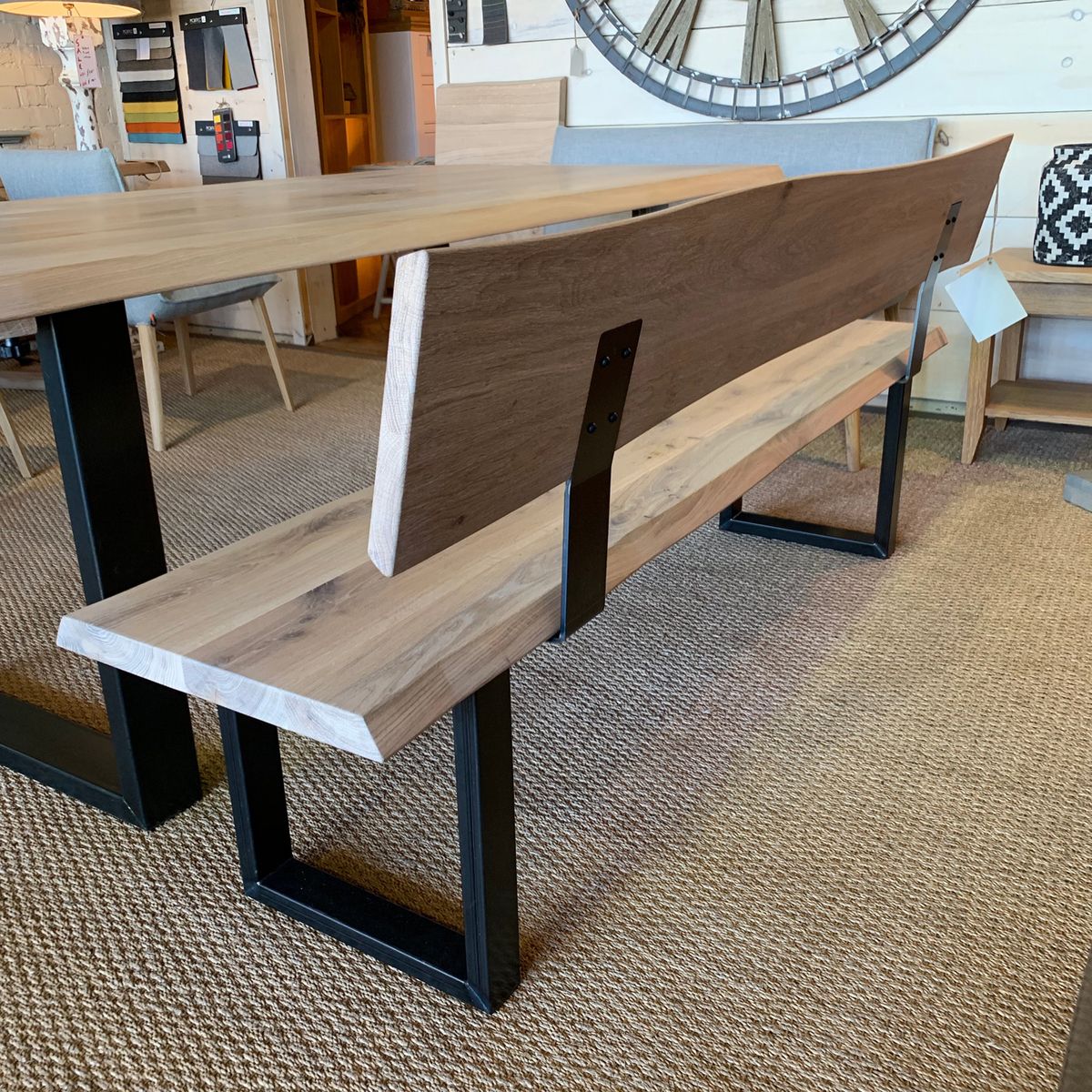 Wells Bench with Back-Solid Oak