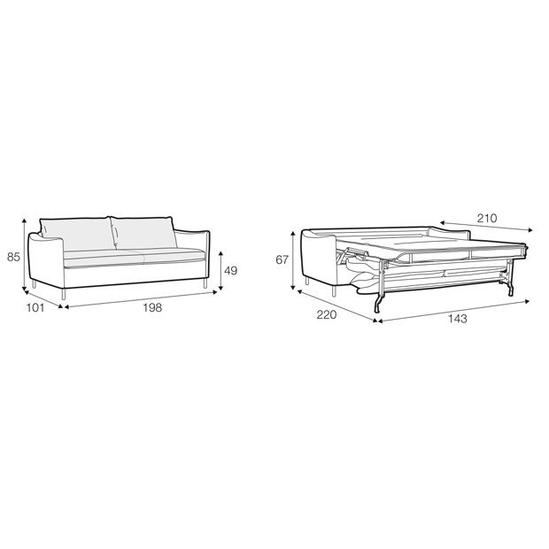 Frances 2½ Seater Sofa Bed