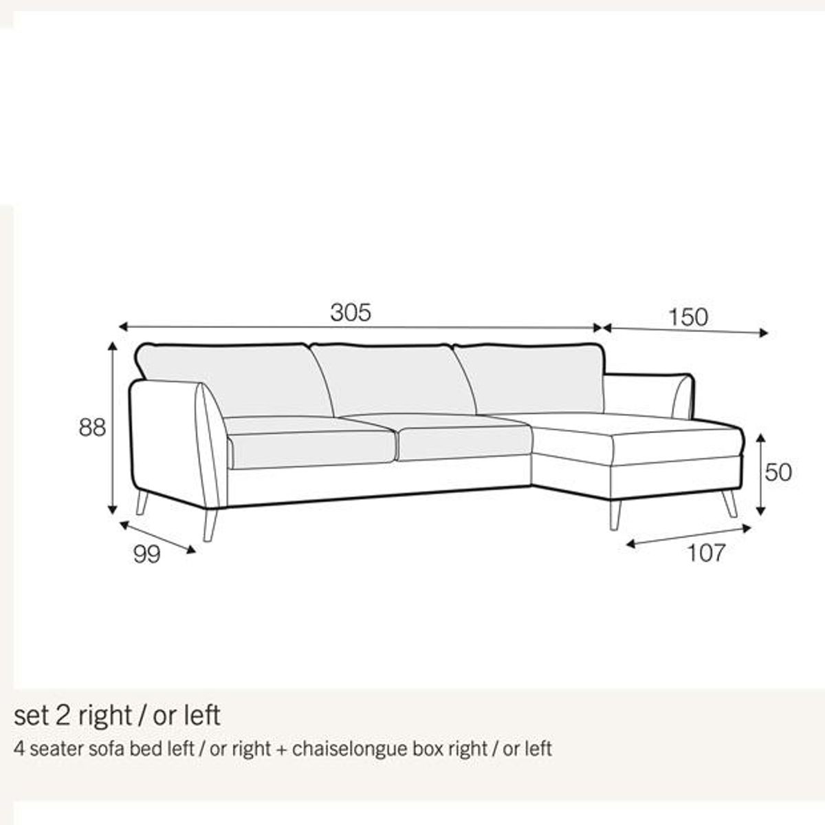 Lucy 4 Seat Sofa Bed with Chaise End