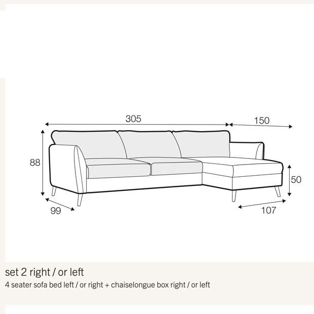 Lucy 4 Seat Sofa Bed with Chaise End