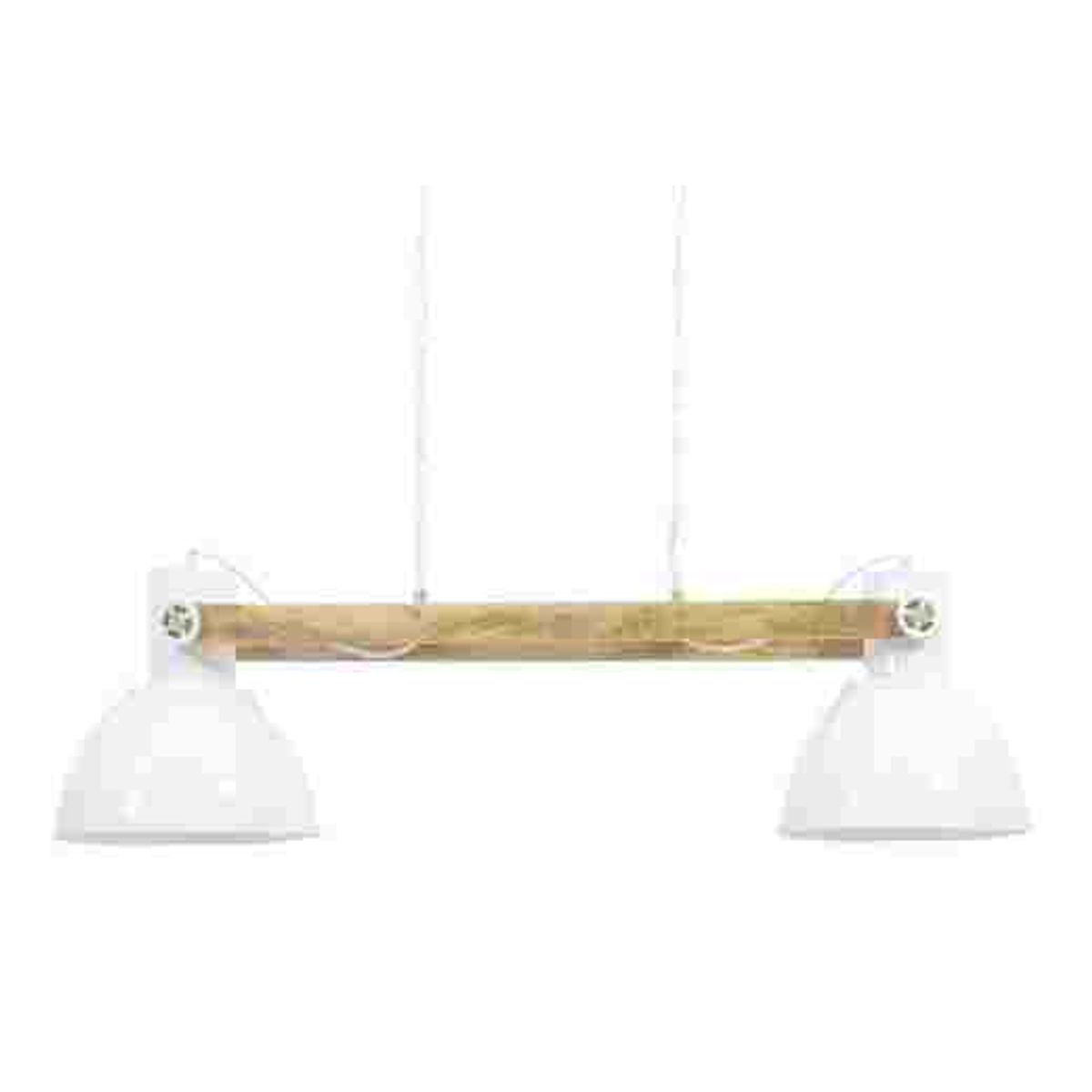 Wood/White Metal Double Hanging Lamp