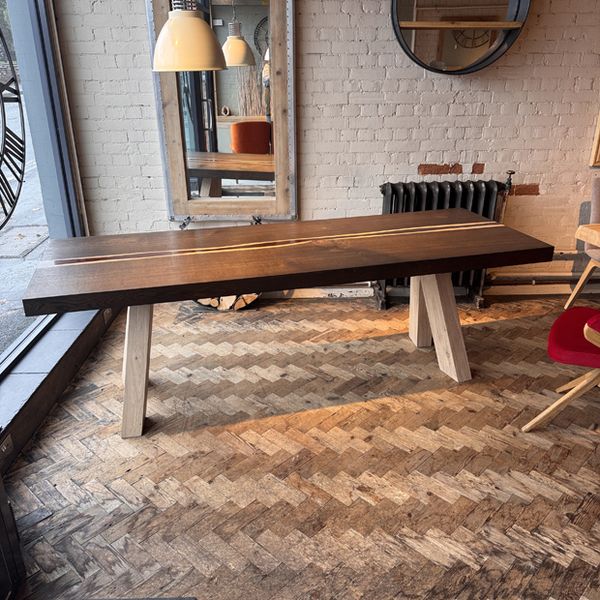 Yask Bella Maisa Table, Smoked Chocolate & Red Brocat Resin River