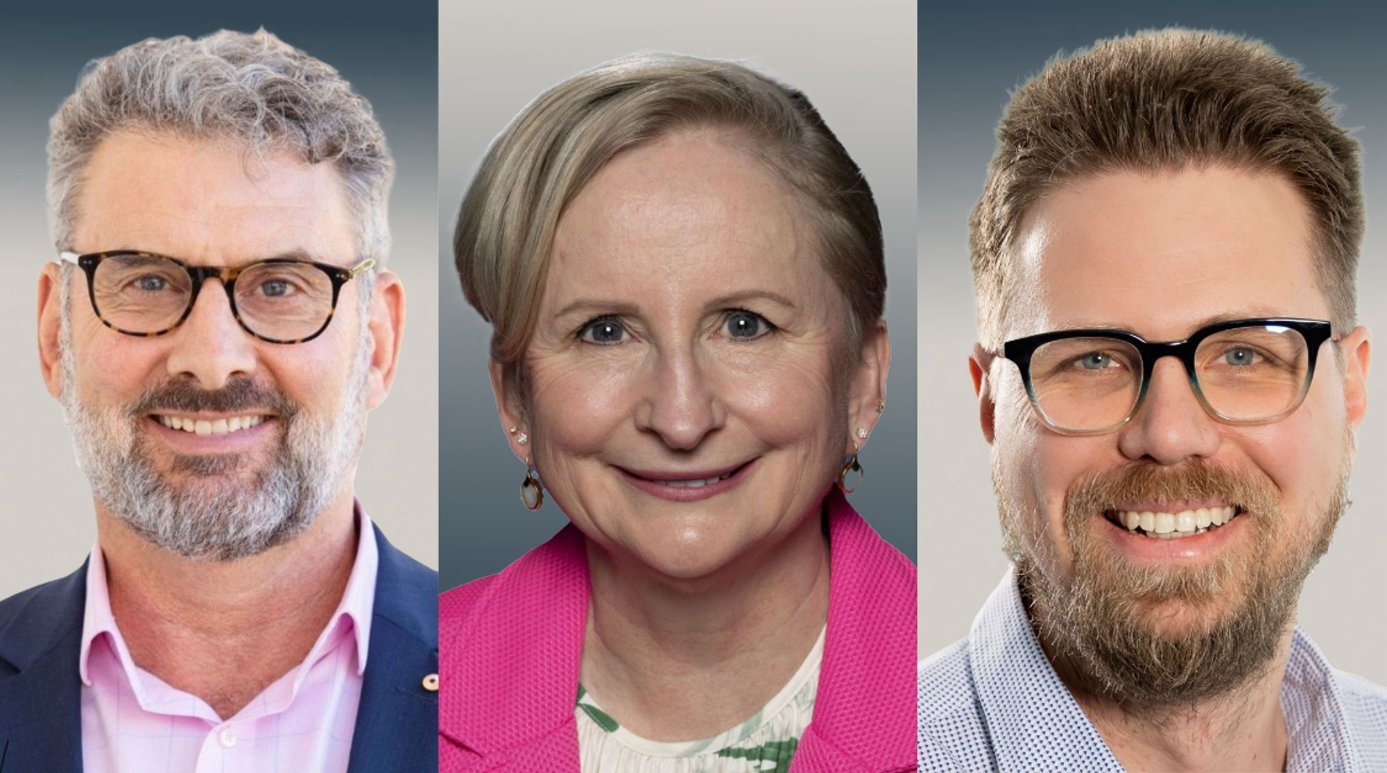 From left: Rupert Hoskin AM, Amanda Gorely and Andrew Wilkins.