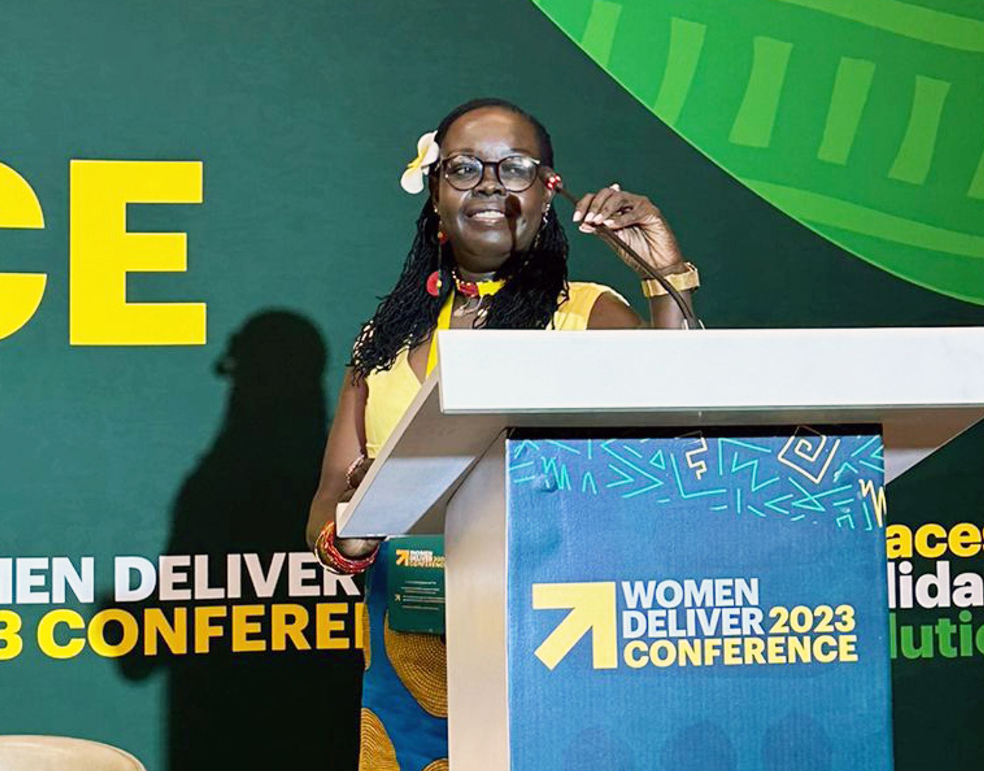 Dr Irene Dawa presenting at the Women Deliver conference 2023- image supplied by Dr Dawa.