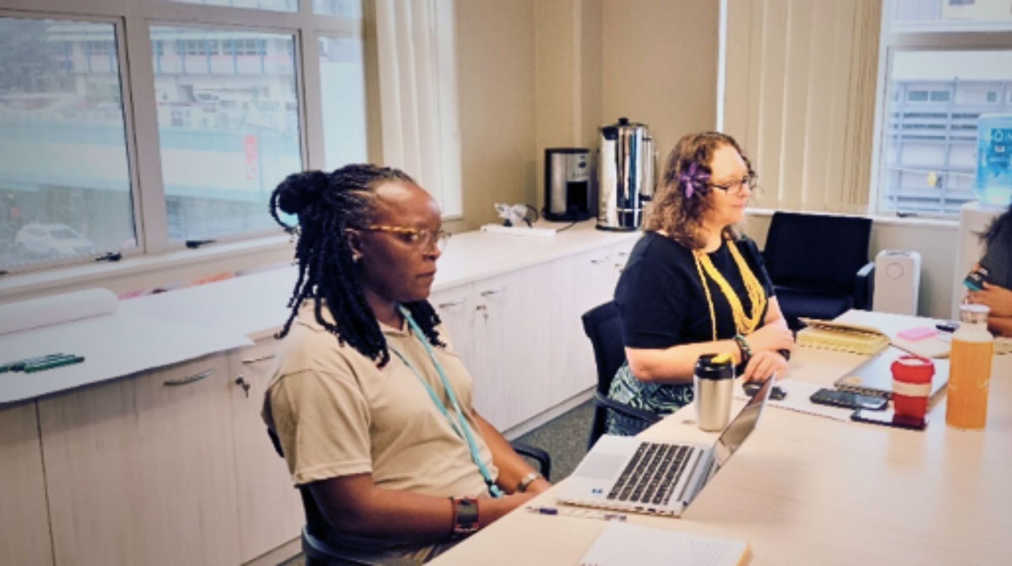 Caroline (left) worked closely with the protection cluster to support women and girls.