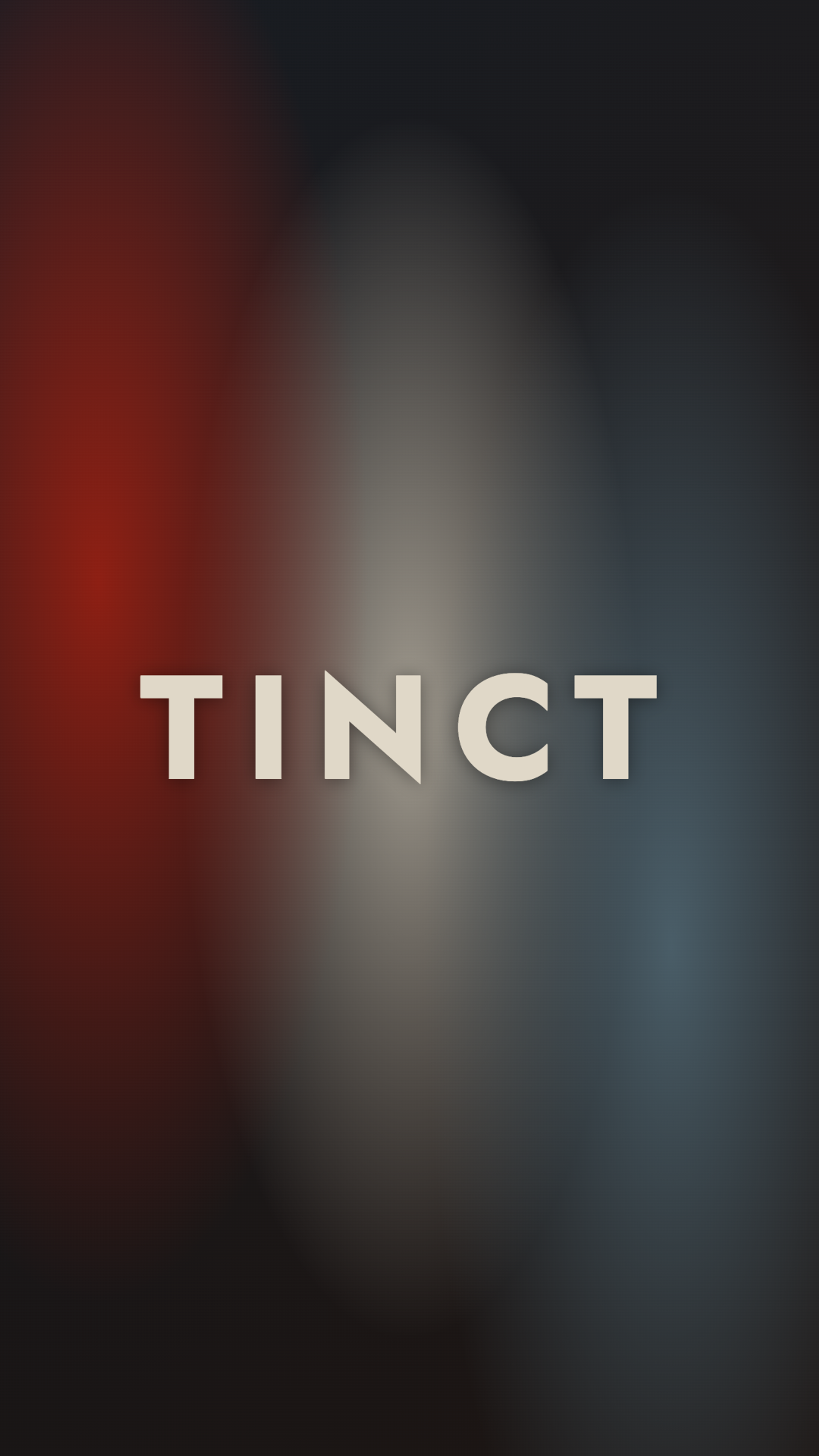 TINCT wordmark on a Bone-palette gradient — red, bone, blue (portrait 3:4).
